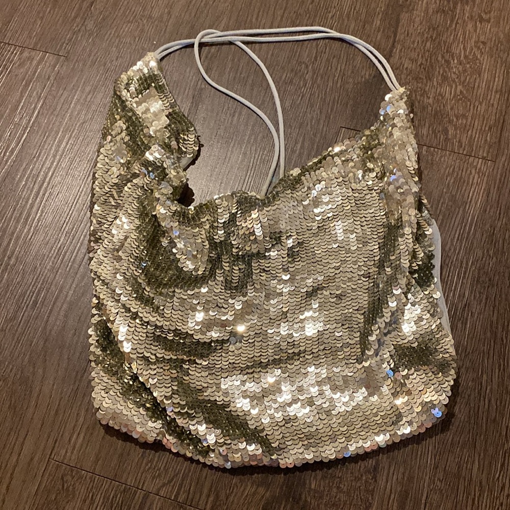 ASOS ✨glittery silver sequin bandana top